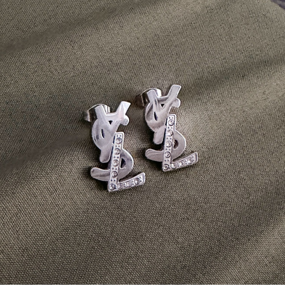 Silver Monogram Earrings